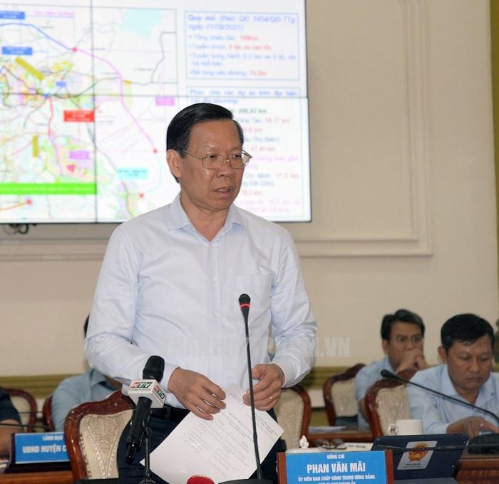 Chủ tịch UBND TP.HCM Phan Văn Mãi phát biểu tại buổi làm việc. Ảnh: HCMCPV.