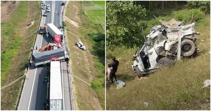 Hiện trường vụ tai nạn trên cao tốc Cam Lộ La Sơn xảy ra hôm 18/2